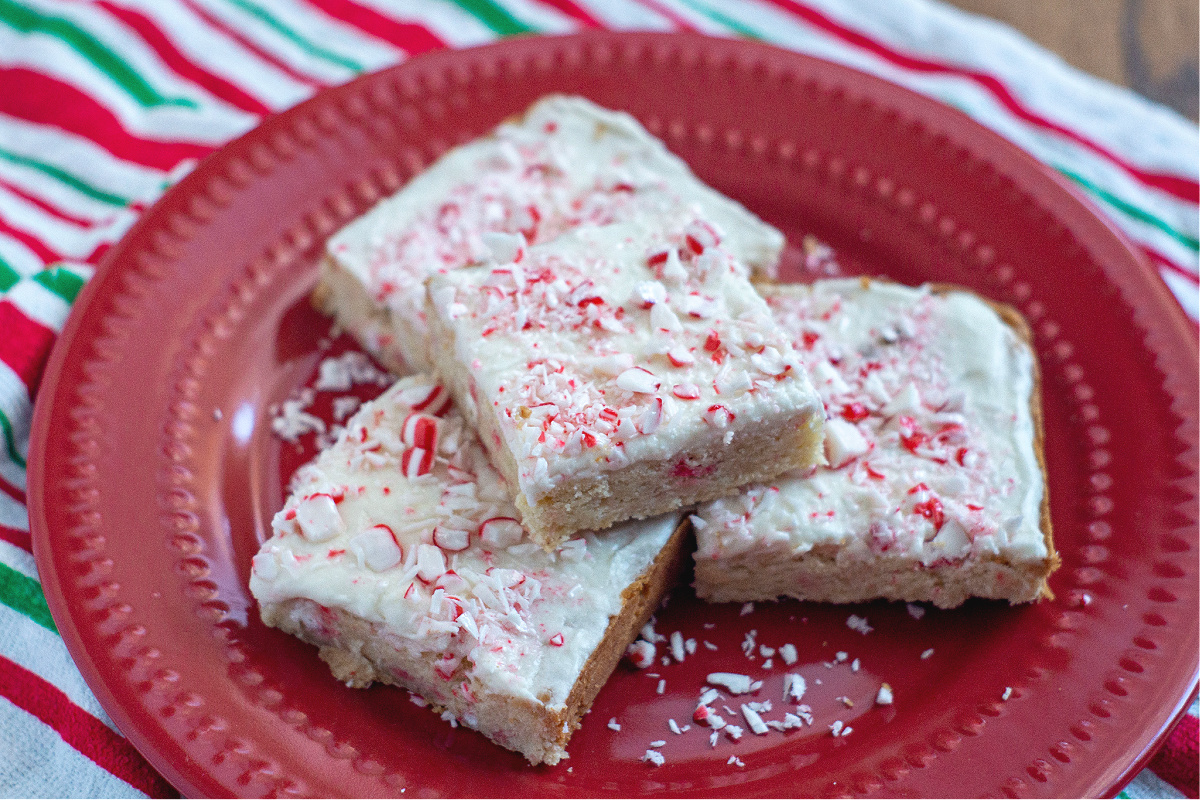 Peppermint White Chocolate Blondies Close Up