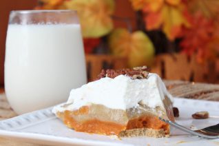 Pumpkin Pudding Pie with fork