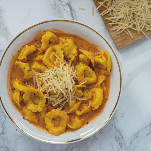 Tomato Tortellini Soup Overhead