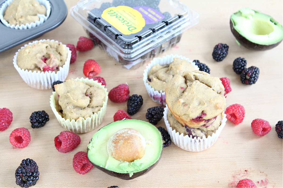 Healthy Berry Avocado Muffins