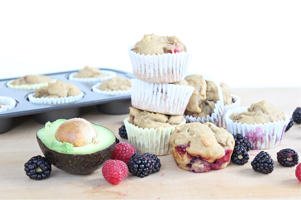 avocado mixed berry muffins