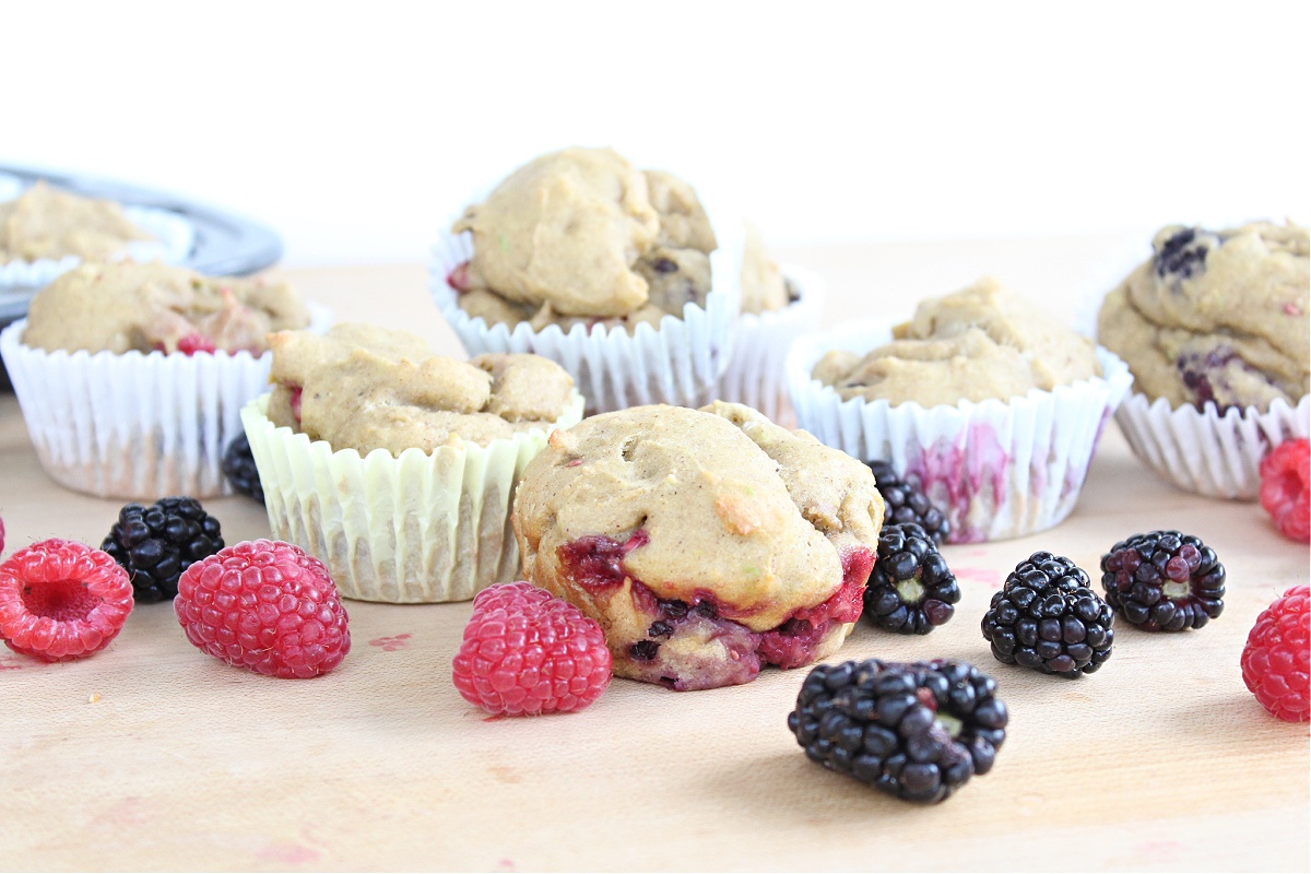 Berry Avocado Protein Muffins