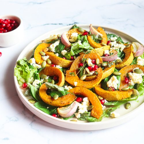 Roasted Pumpkin Salad white plate