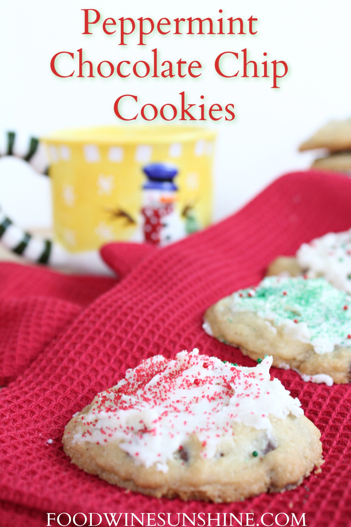 Peppermint Chocolate Chip Cookies with Homemade Peppermint Frosting