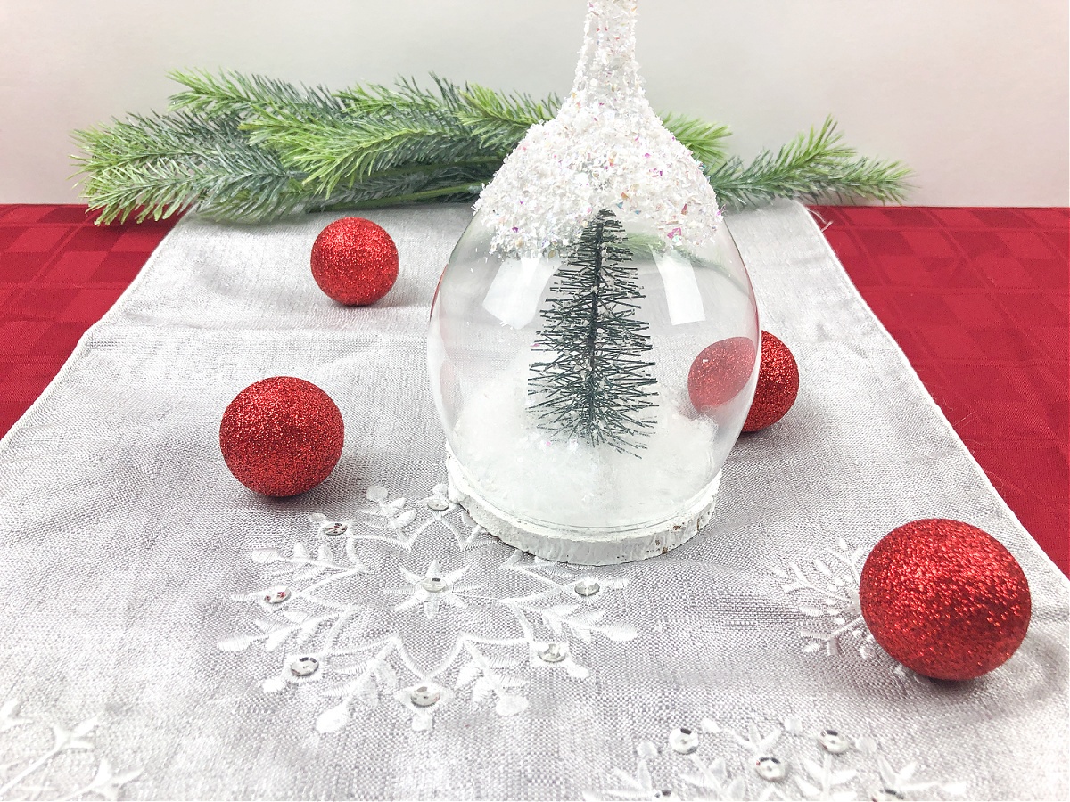 Easy DIY Christmas Wine Glass Candle Holder