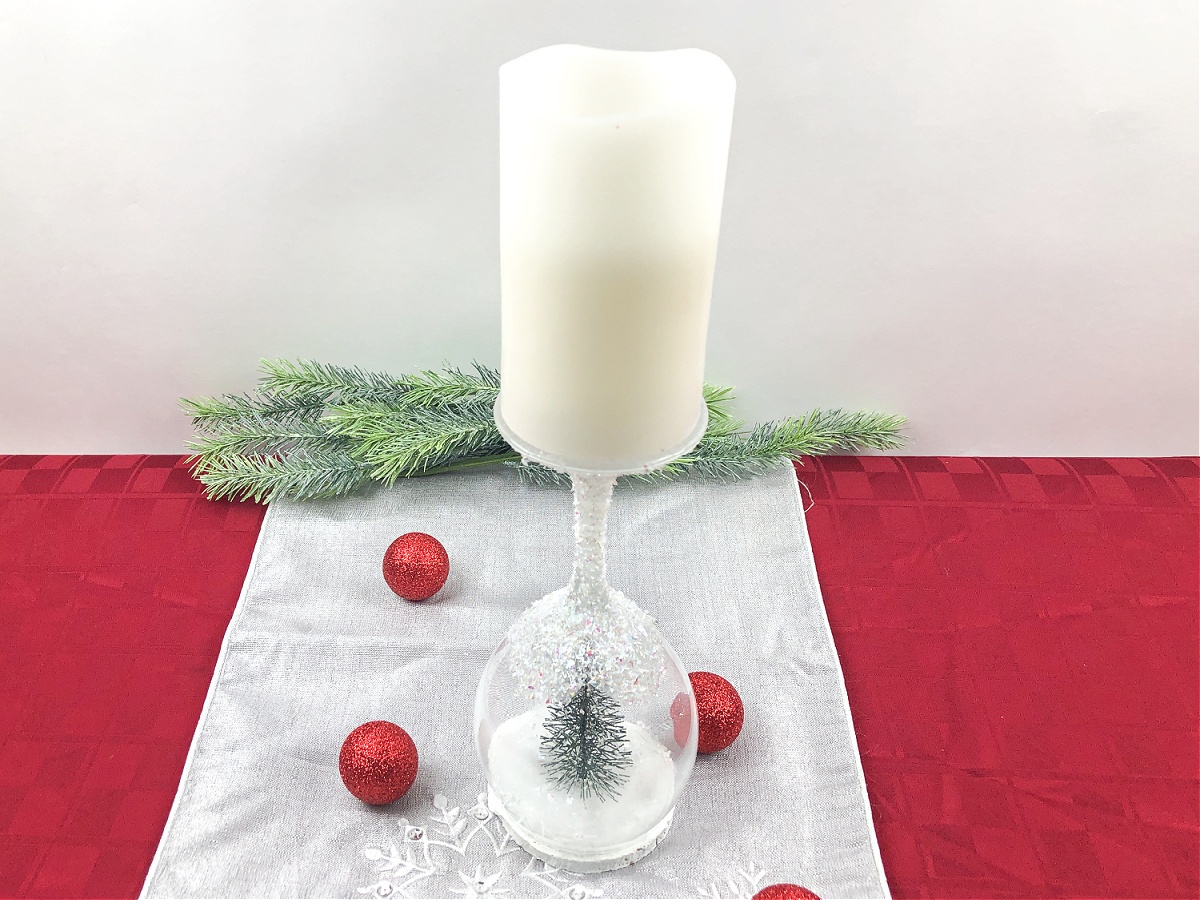 Easy Holiday Wine Glass Candle Holder Craft