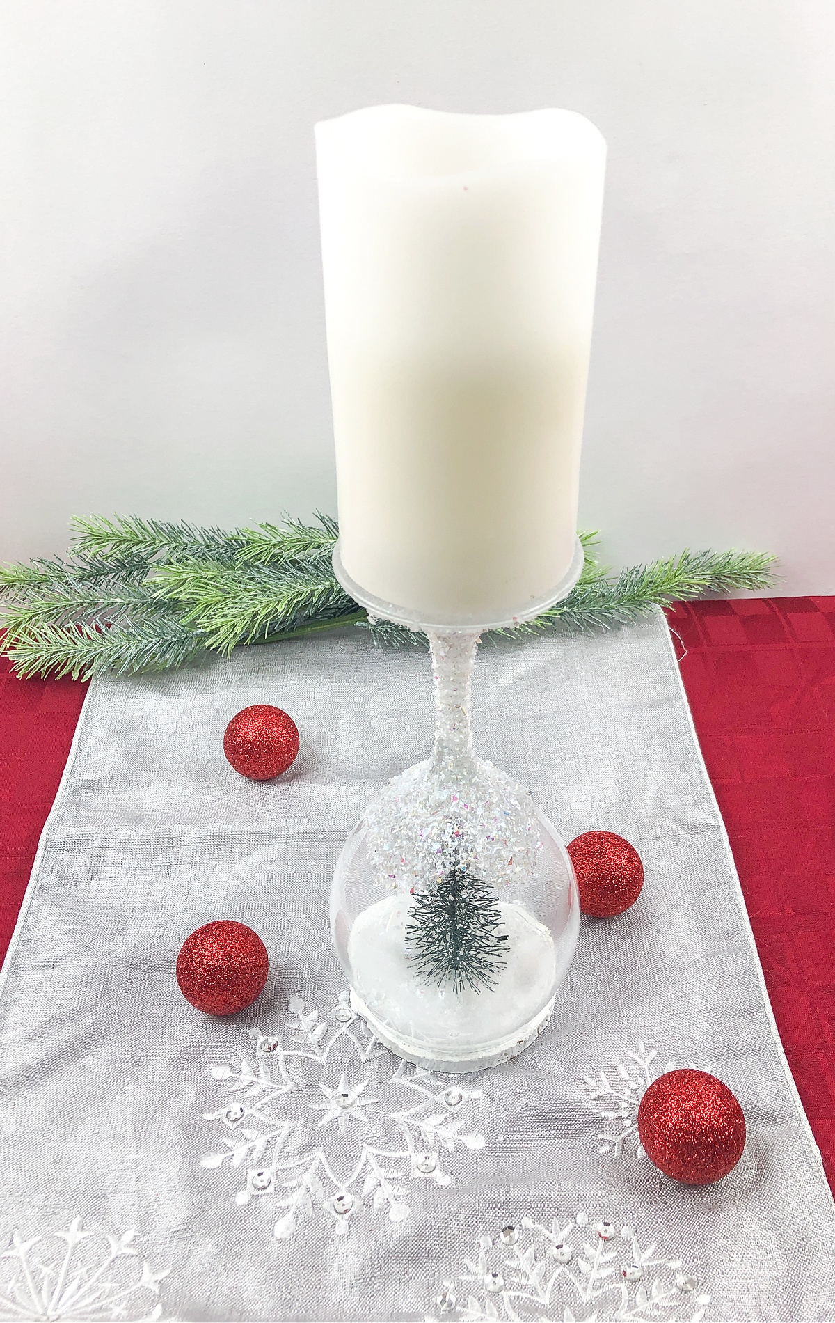 Holiday Wine Glass Candle Holder 