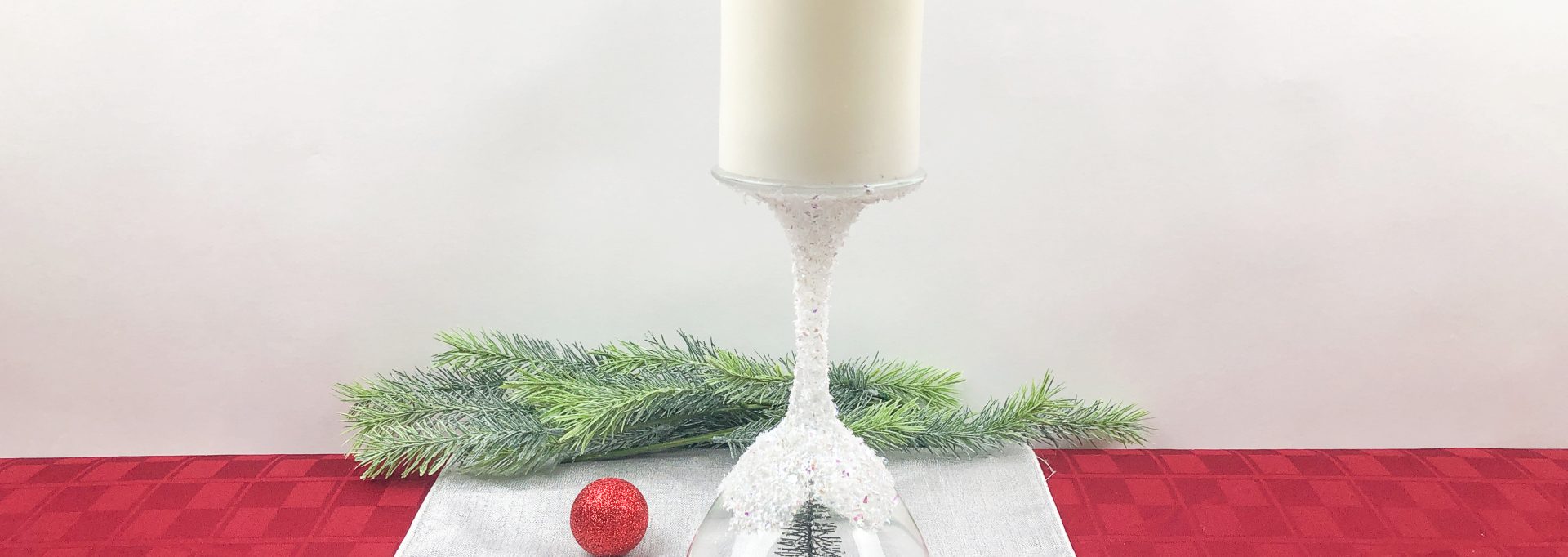 Christmas Wine Glass Candle Holder