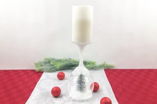 Christmas Wine Glass Candle Holder