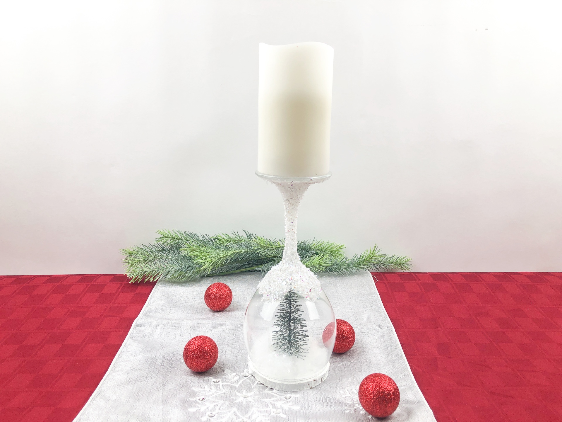 Christmas Wine Glass Candle Holder Craft