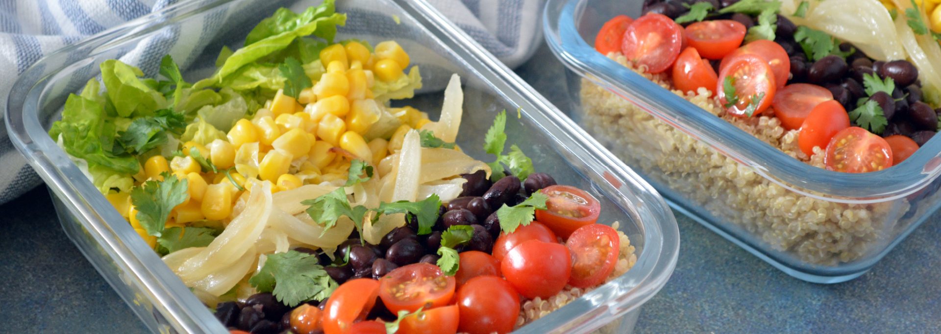 Vegetarian Burrito Bowls with Quinoa meal prep