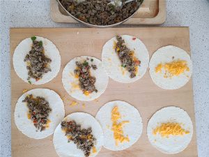 making breakfast enchiladas