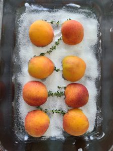 Making Oven Roasted Peaches Red Wine Dessert