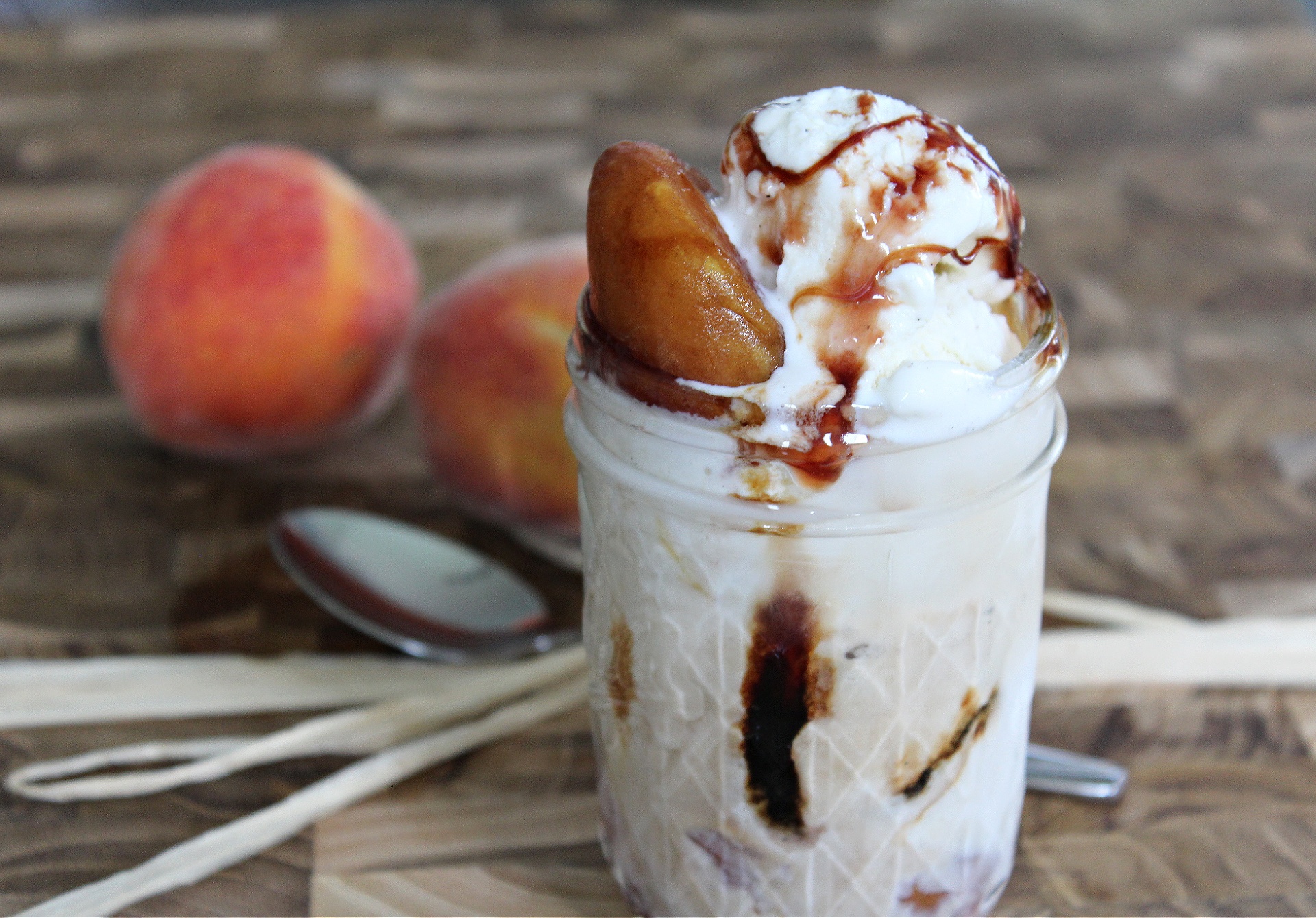 Oven Roasted Peaches with Red Wine Sauce