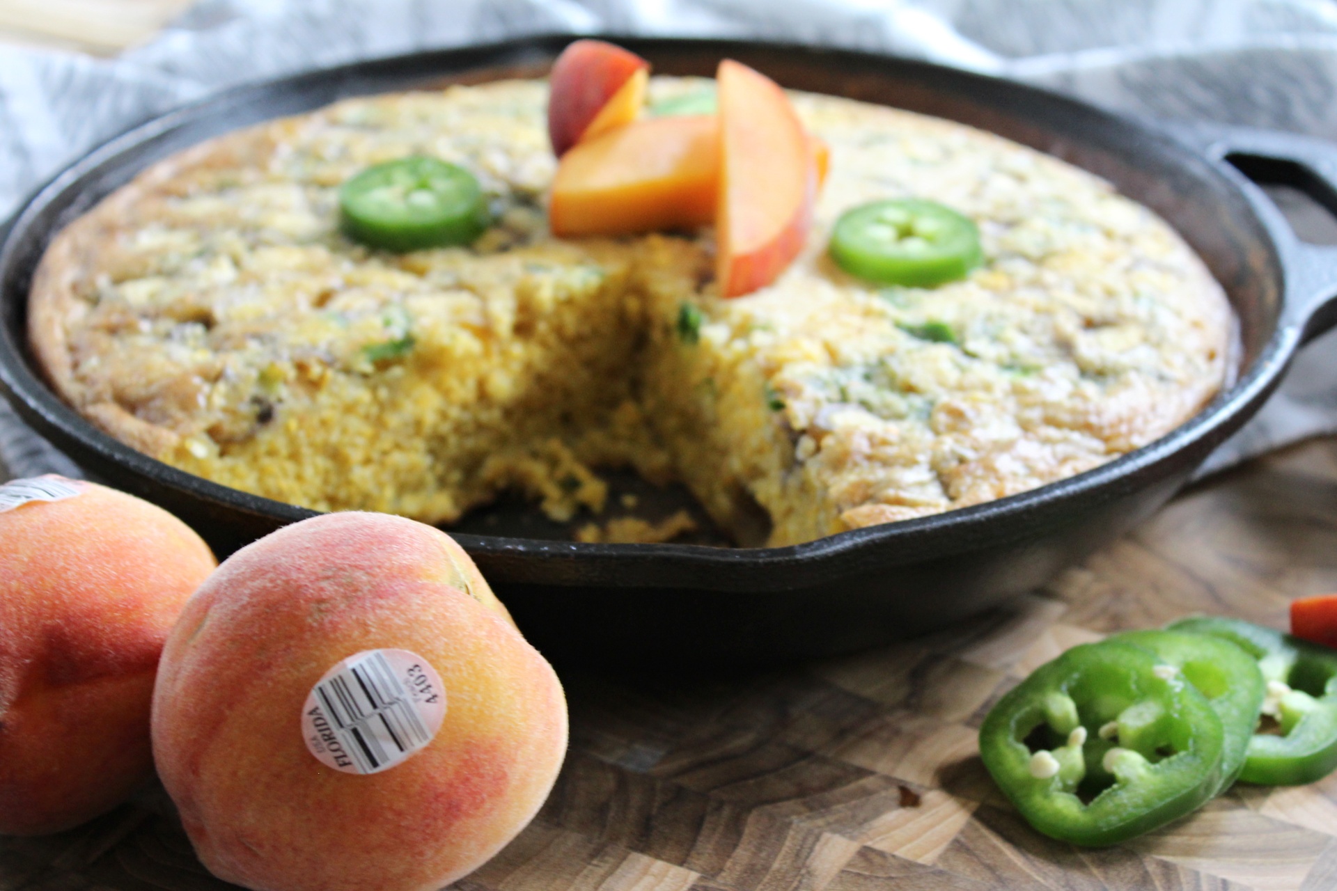 Peach Jalapeno Cornbread made with Florida Peaches