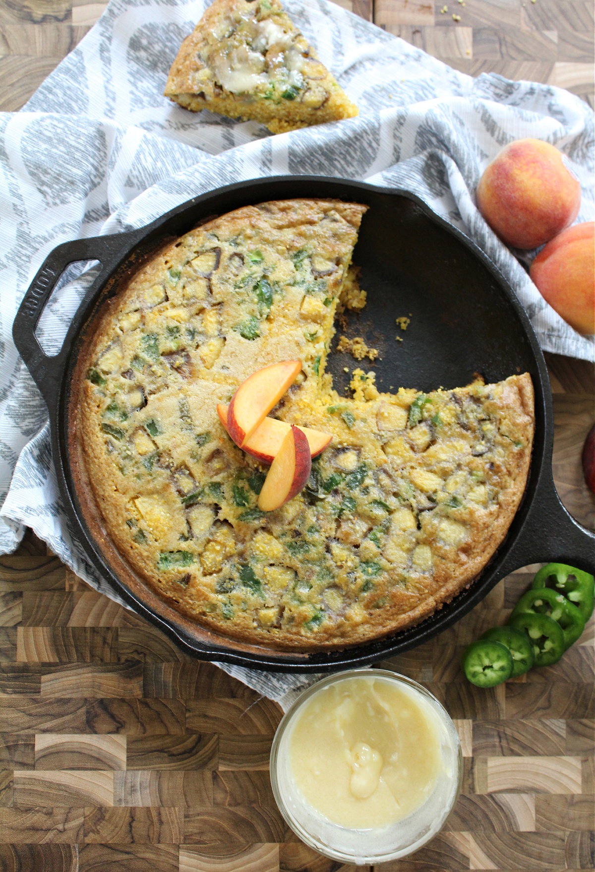 Homemade Peach Jalapeno Cornbread