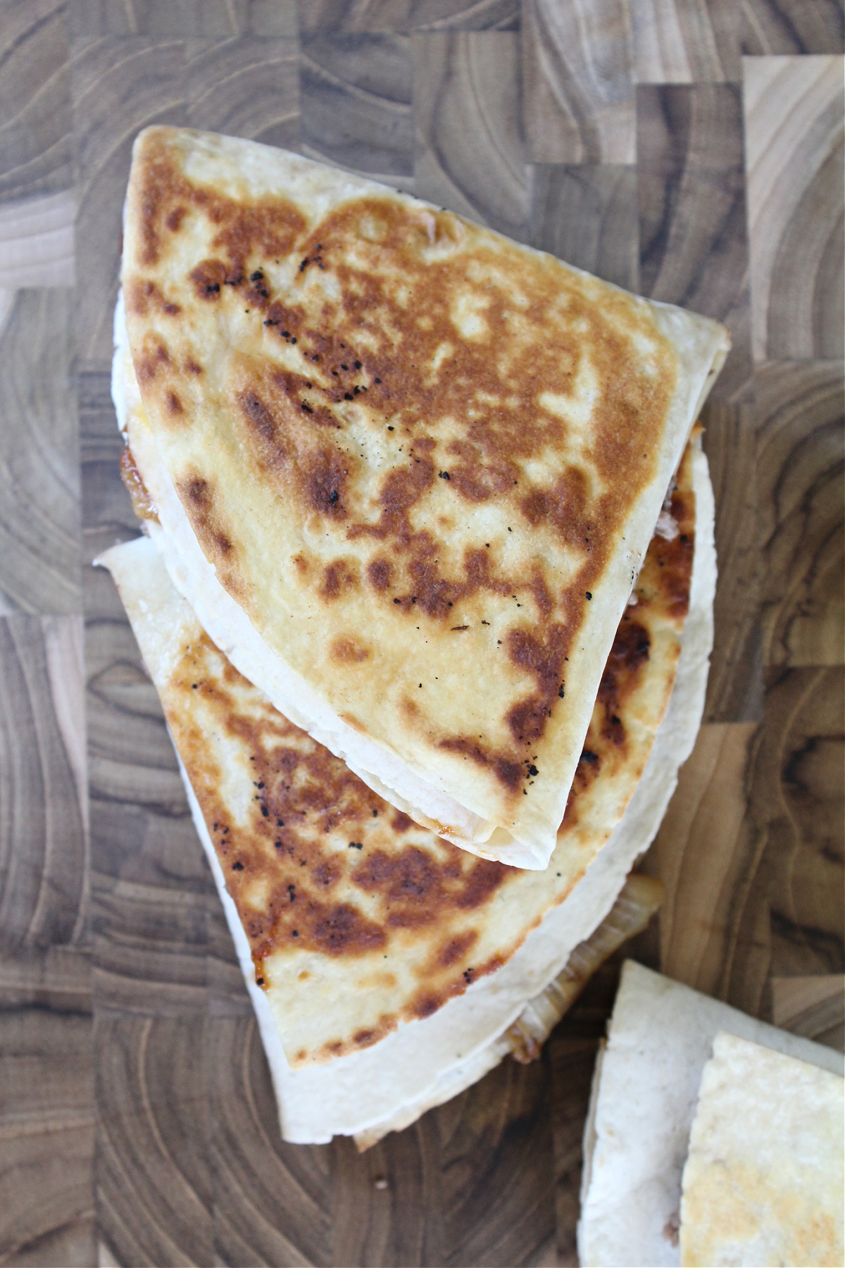 Best BBQ Cheeseburger Folded Tortilla Quesadillas