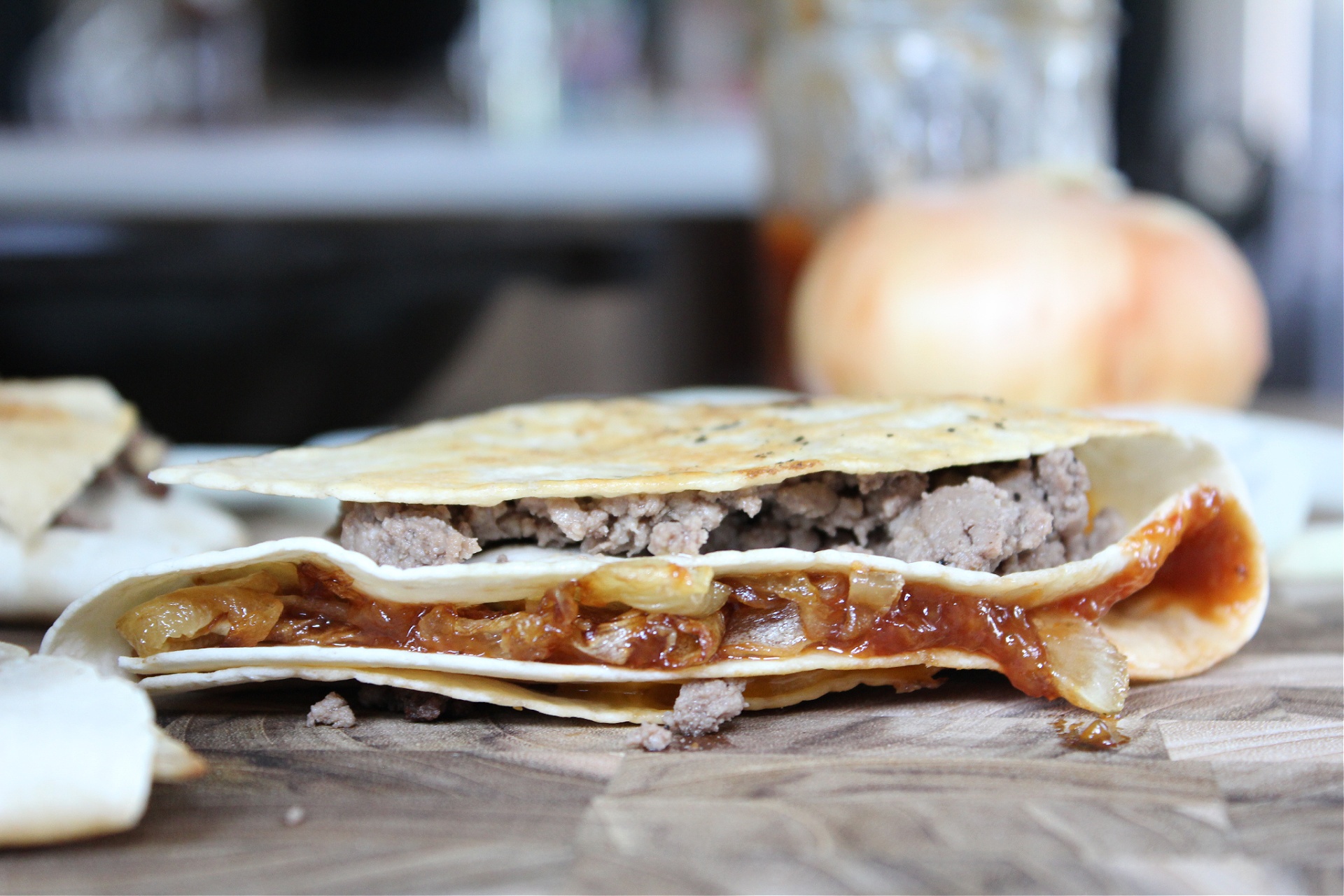 Best BBQ Cheeseburger Stacked Quesadillas
