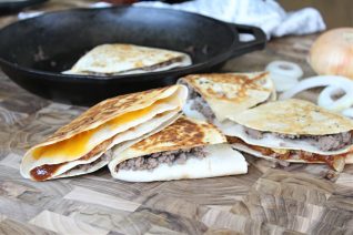 BBQ Cheeseburger Folded Tortilla Quesadillas