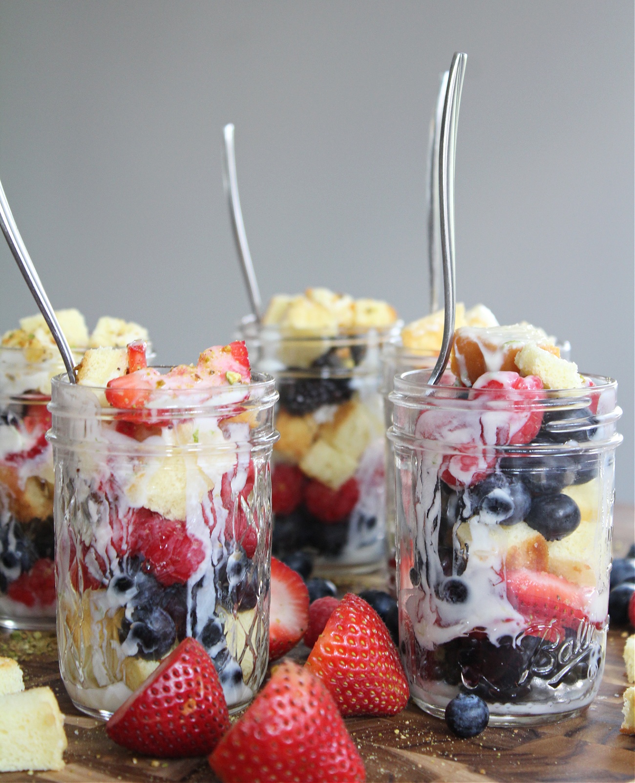 Summer berry mason jar trifles