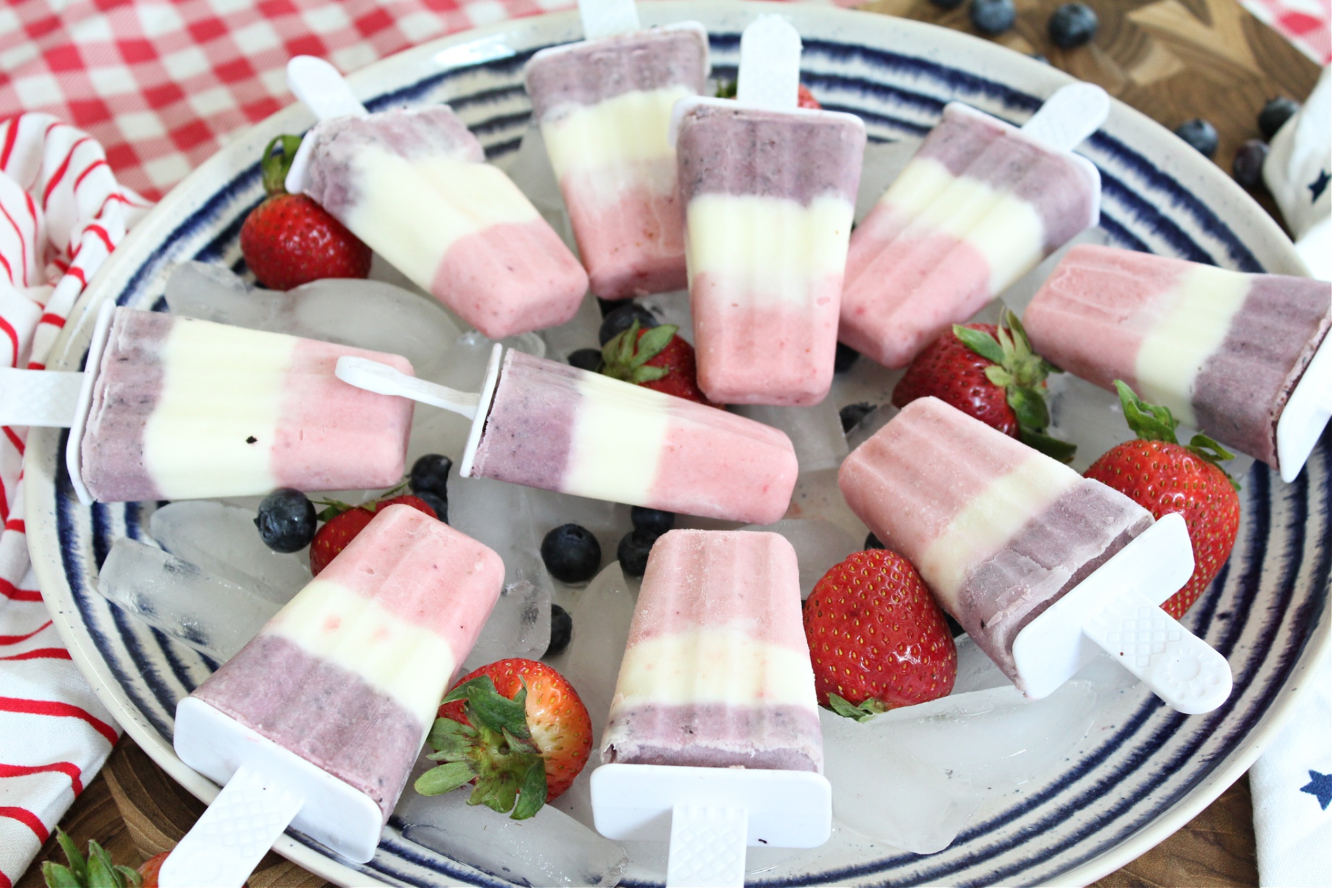 Easy Red White and Blue Popsicles made with fruit