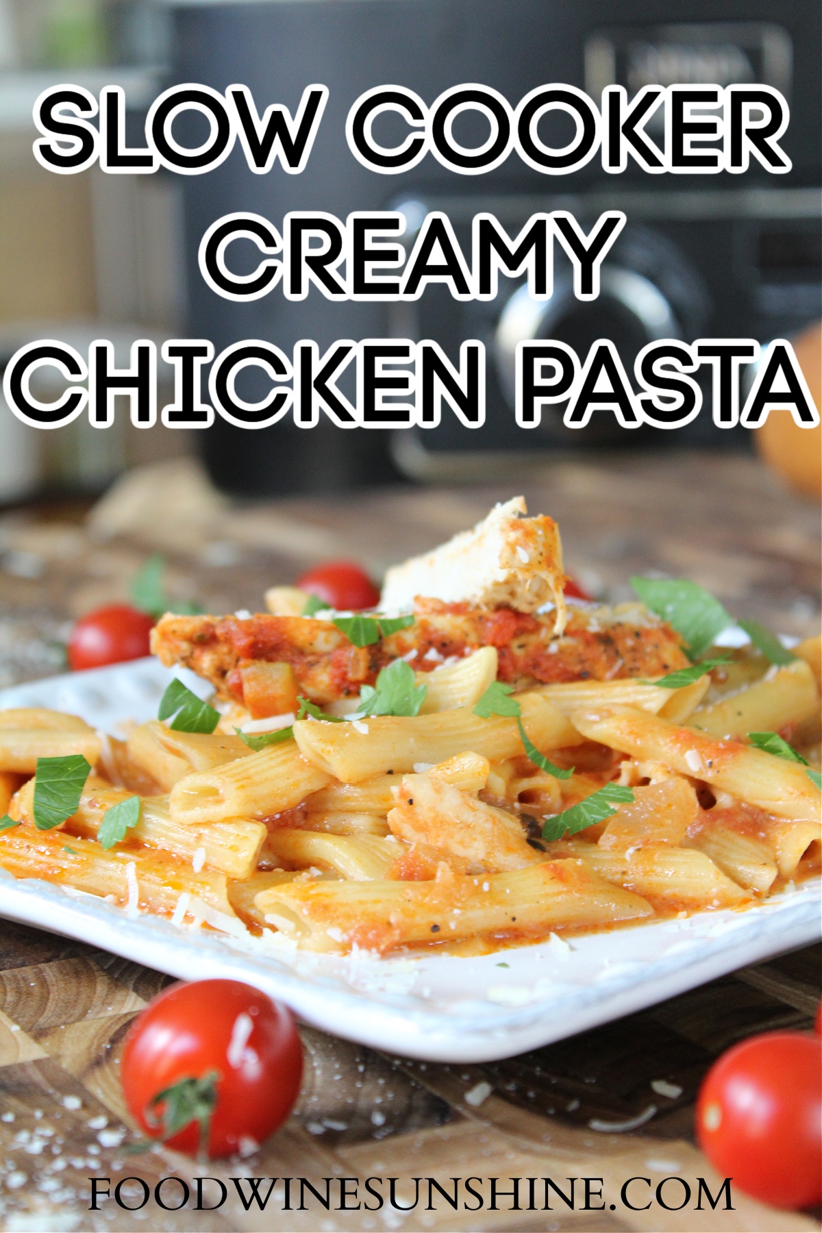 Tasty Crockpot creamy chicken pasta