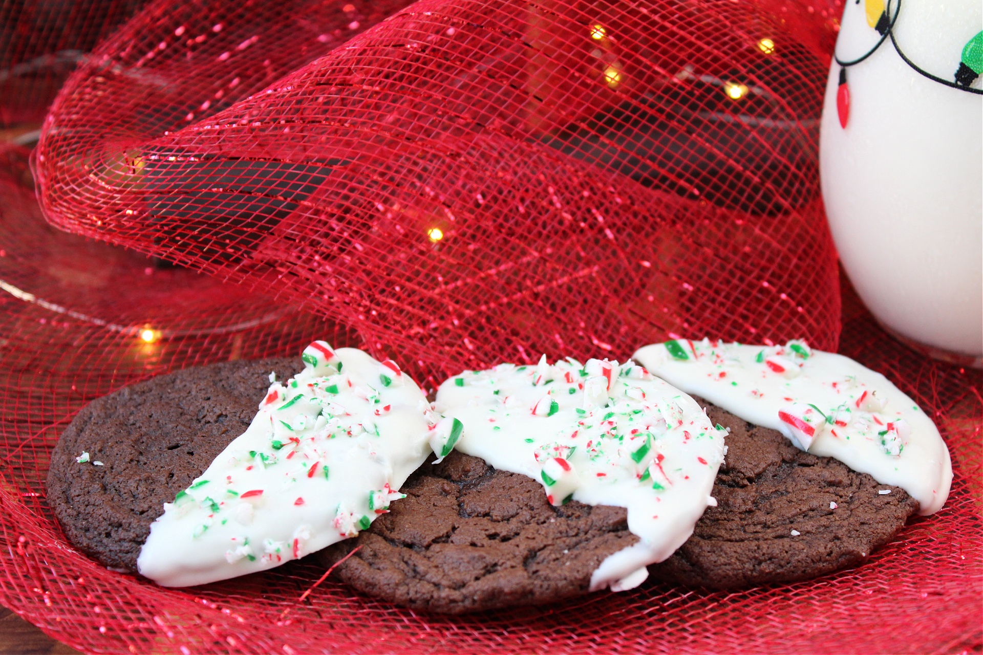 Chocolate Peppermint Cookies Dipped In White Chocolate