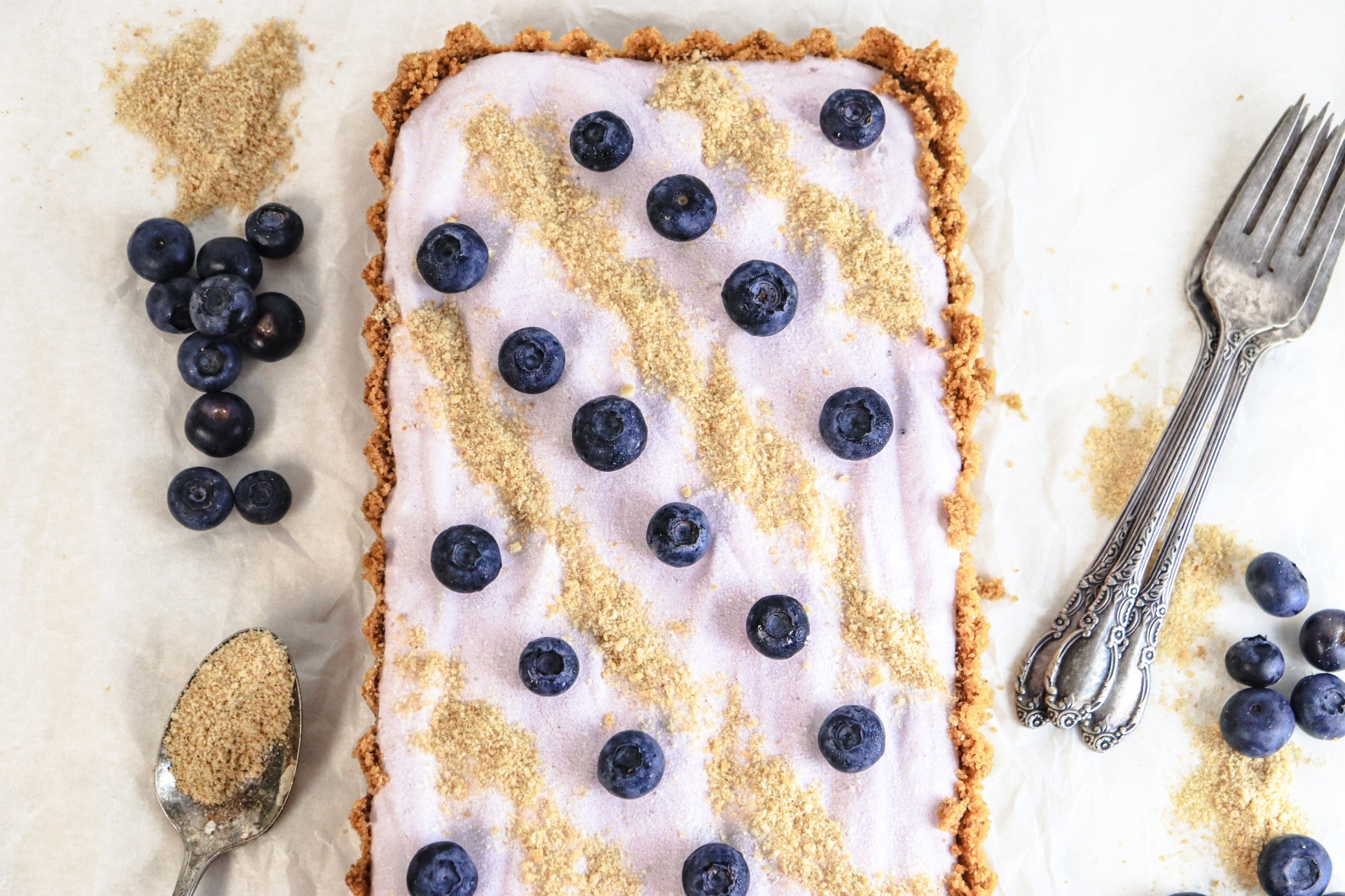 Frozen Yogurt Pie made with blueberries