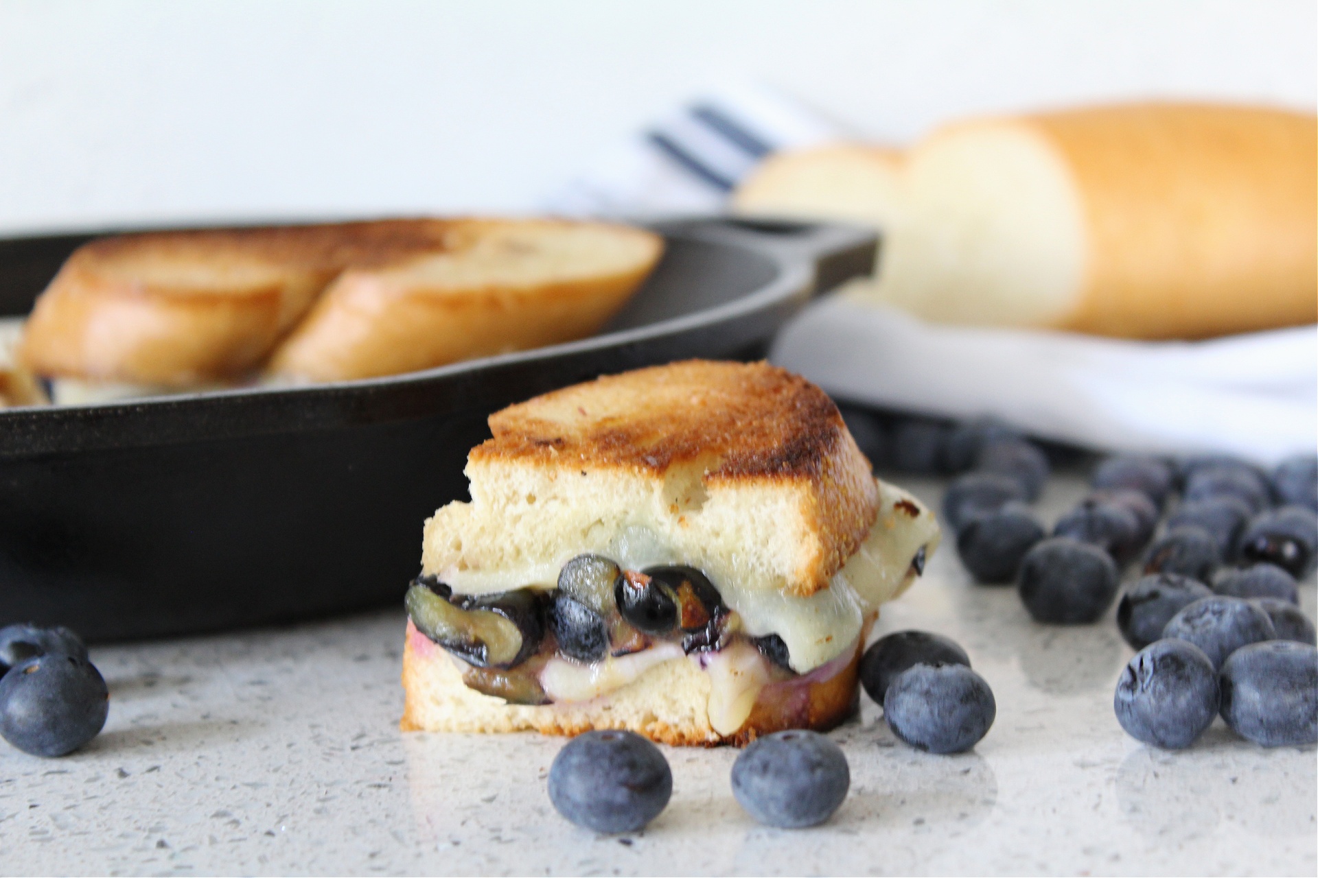 Easy Grilled Cheese with blueberries
