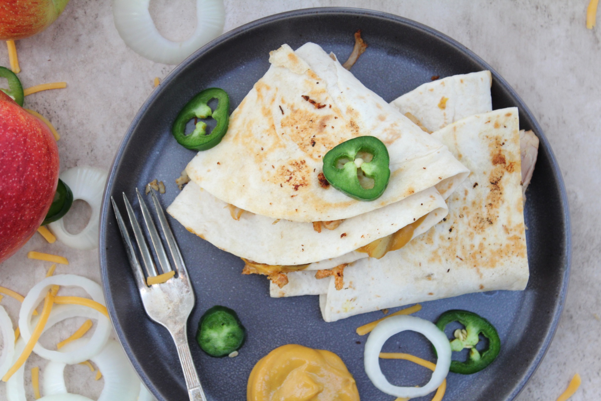 healthy chicken and honey mustard quesadillas