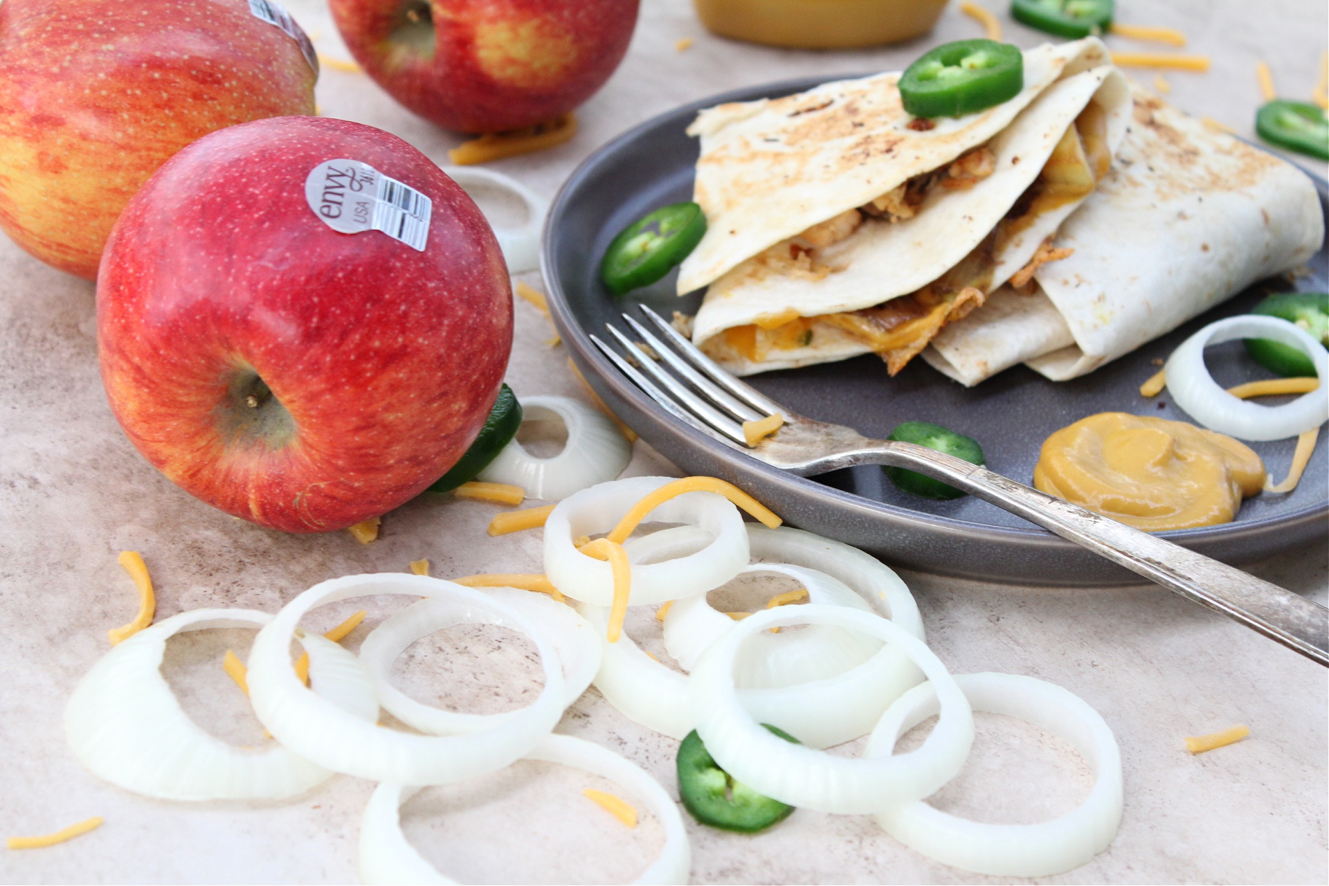 chicken and honey mustard quesadillas