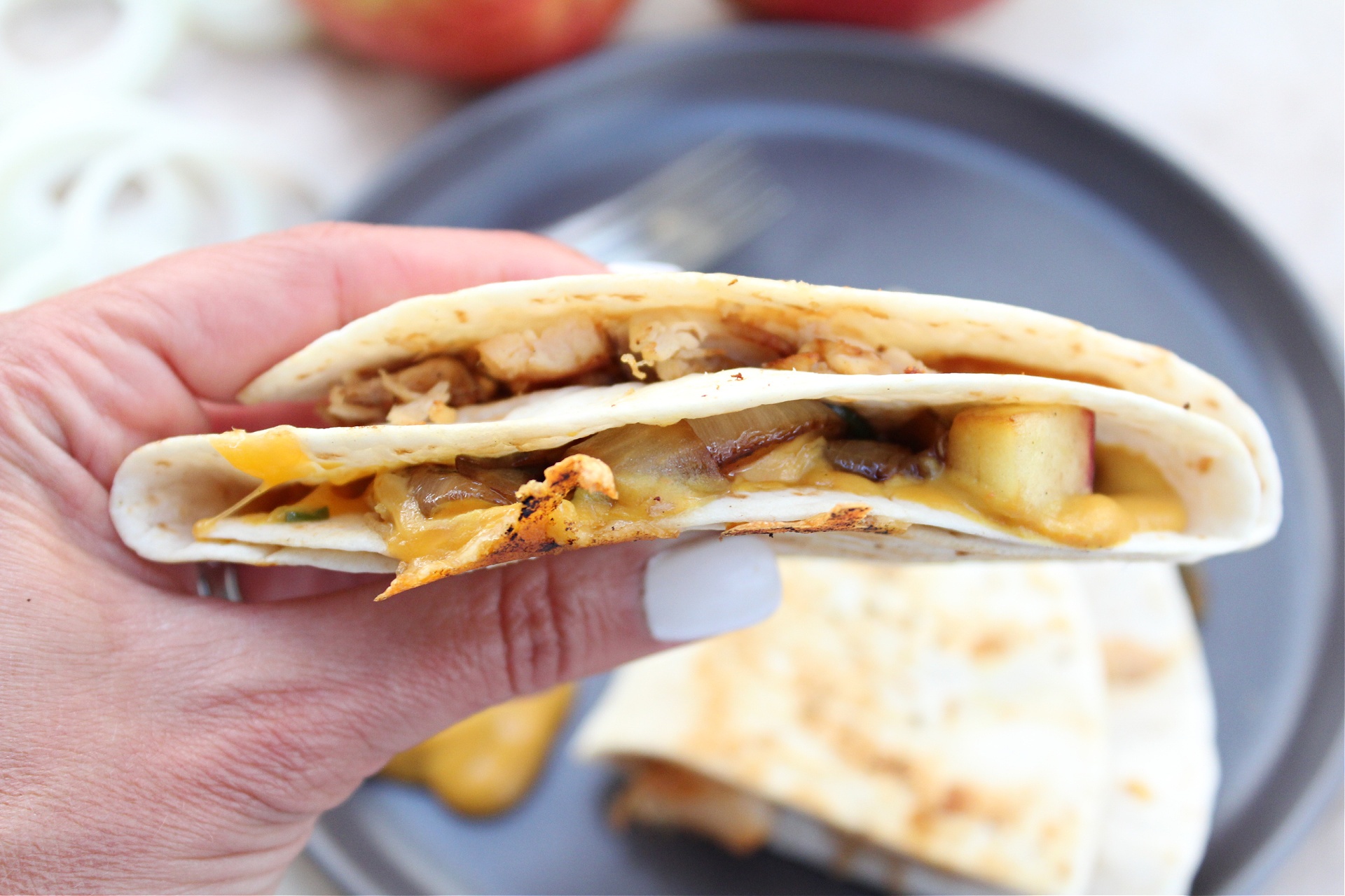 easy honey mustard chicken quesadillas