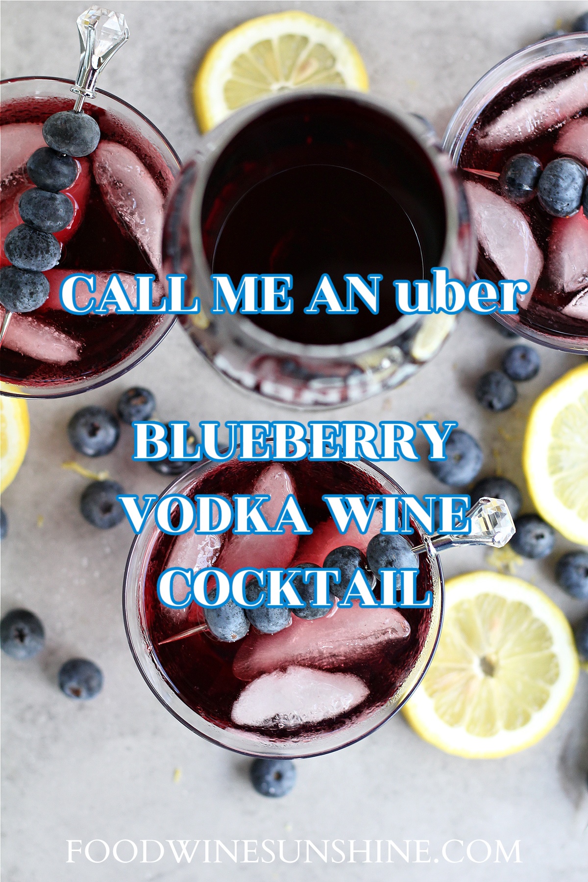 Blueberry Vodka Wine Cocktail made with simple syrup 