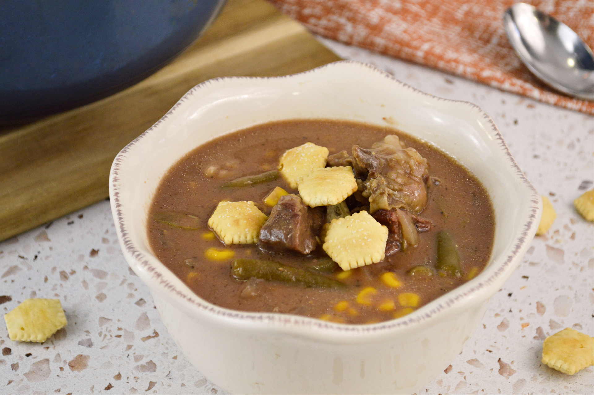 Beef stew made with canned vegetables