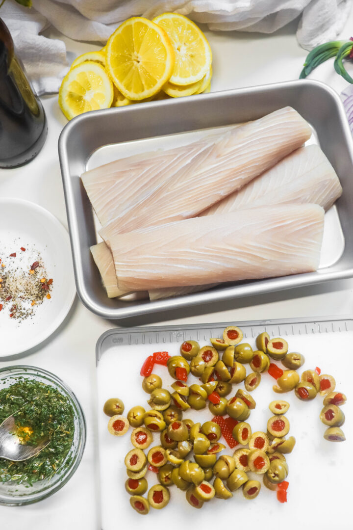 Baked Mahi Mahi with Olives, Lemon and a Killer Honey Sauce