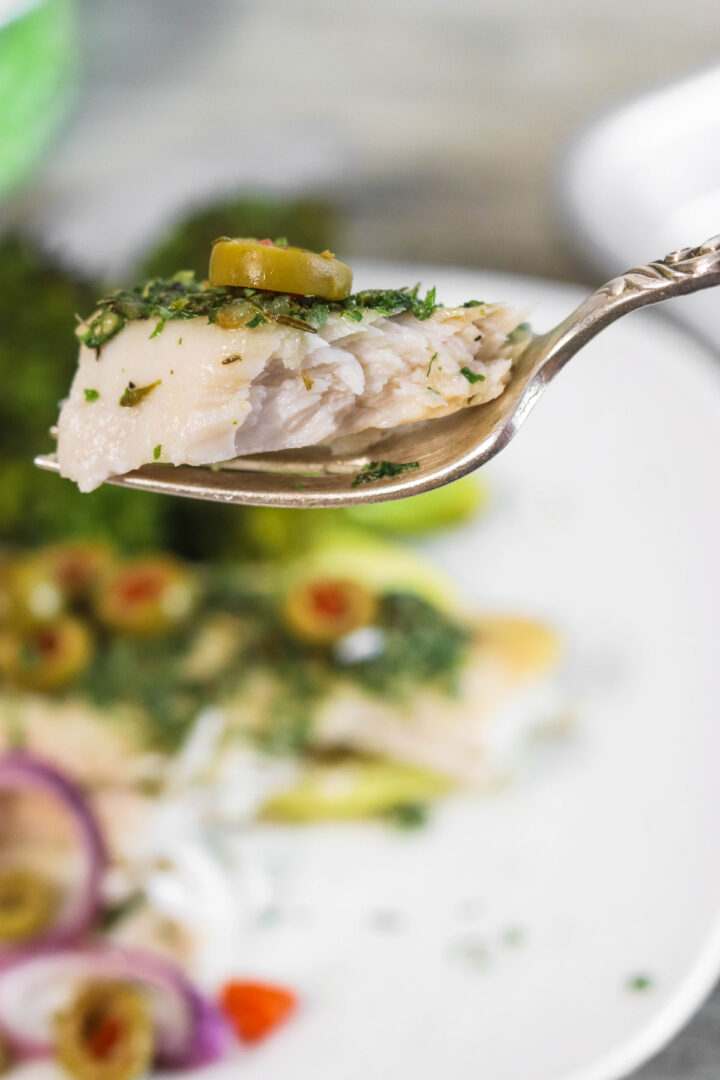 Baked Mahi Mahi with Olives, Lemon and a Killer Honey Sauce