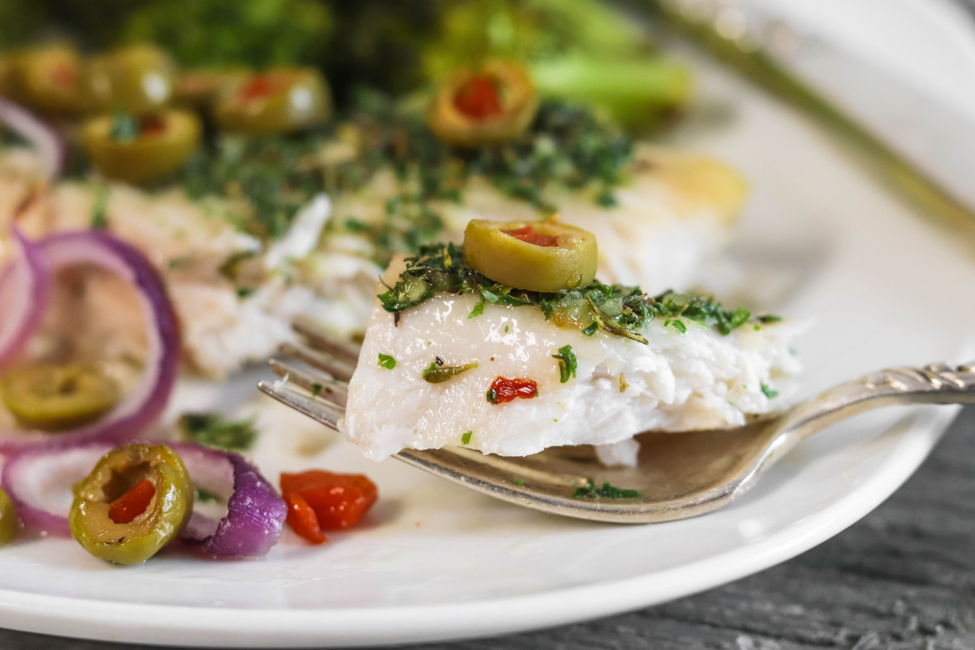 Greek-inspired Mahi with Olives and lemons