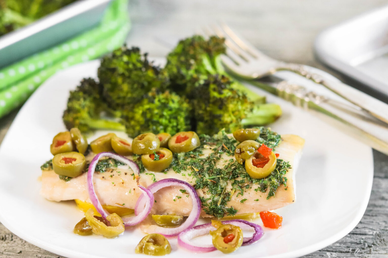 Baked Mahi Mahi with Olives, Lemon and a Killer Honey Sauce