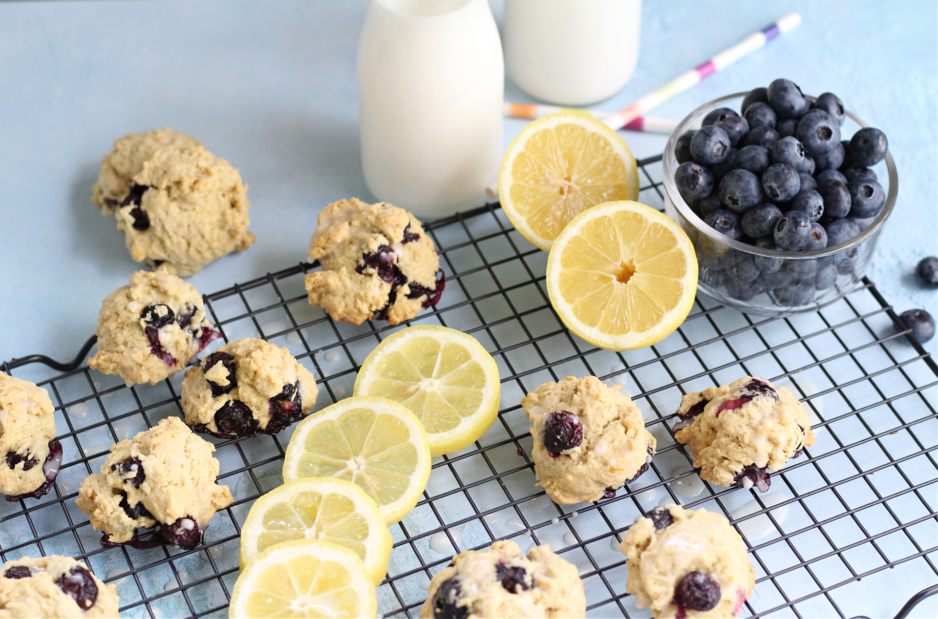 Less Sugar Blueberry Lemon Cookies