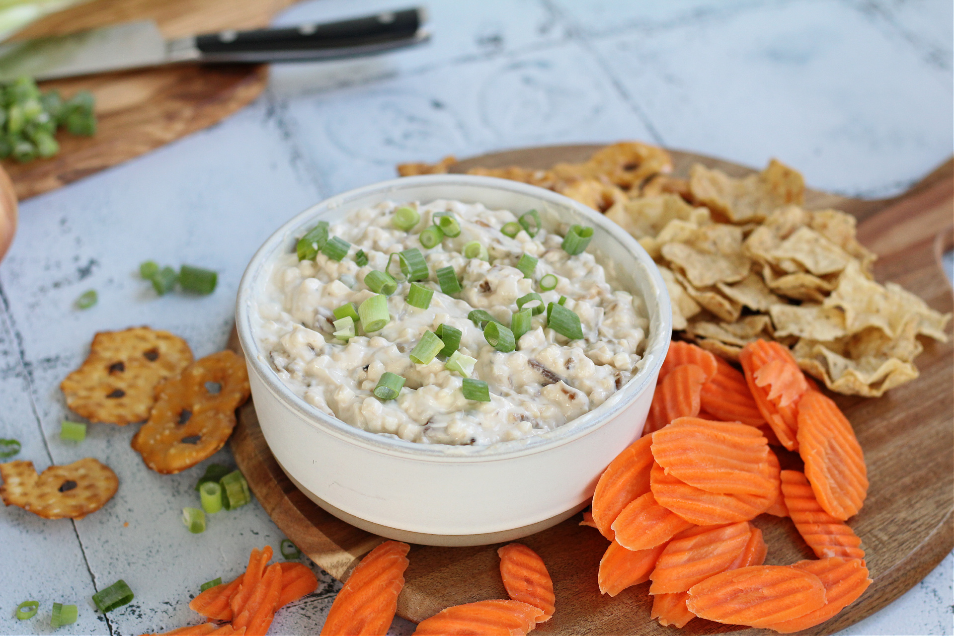 Caramelized Onion Dip made with cottage cheese