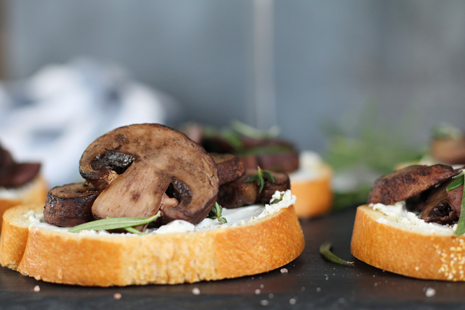 tasty Red wine roasted mushroom crostini