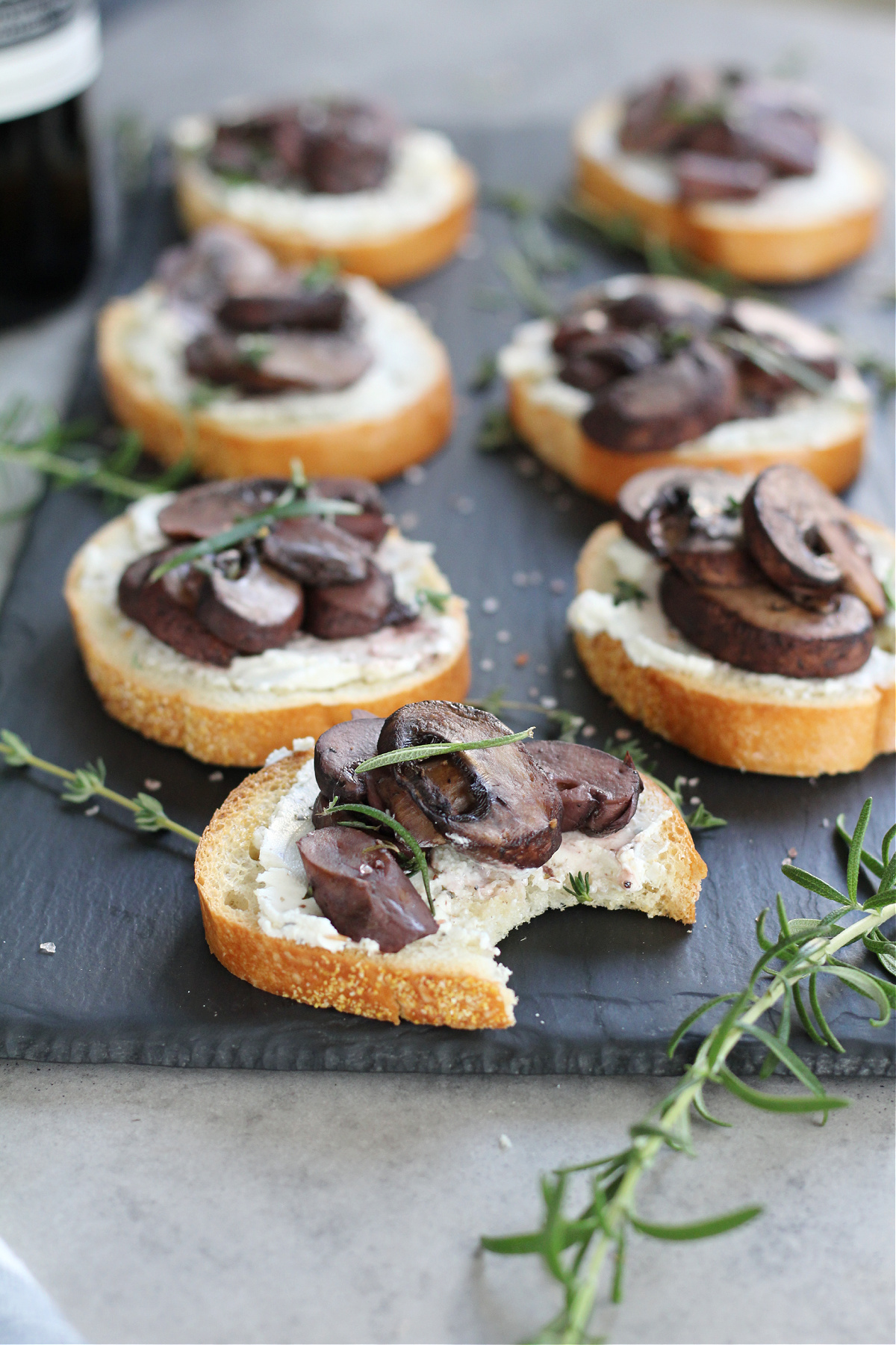 Best Red wine roasted mushroom crostini