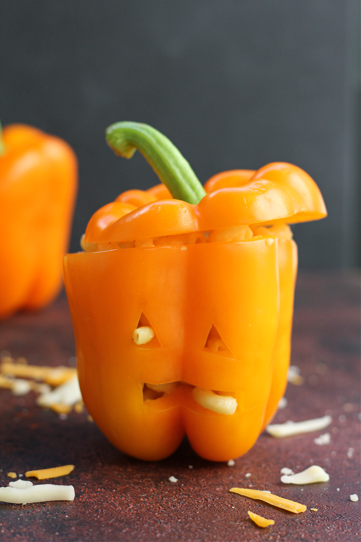 Halloween Mac and Cheese Stuffed Peppers