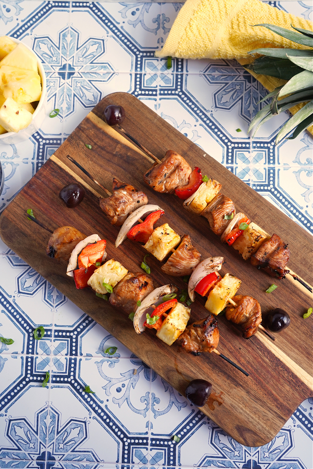 grilled chicken skewers with cherry marinade
