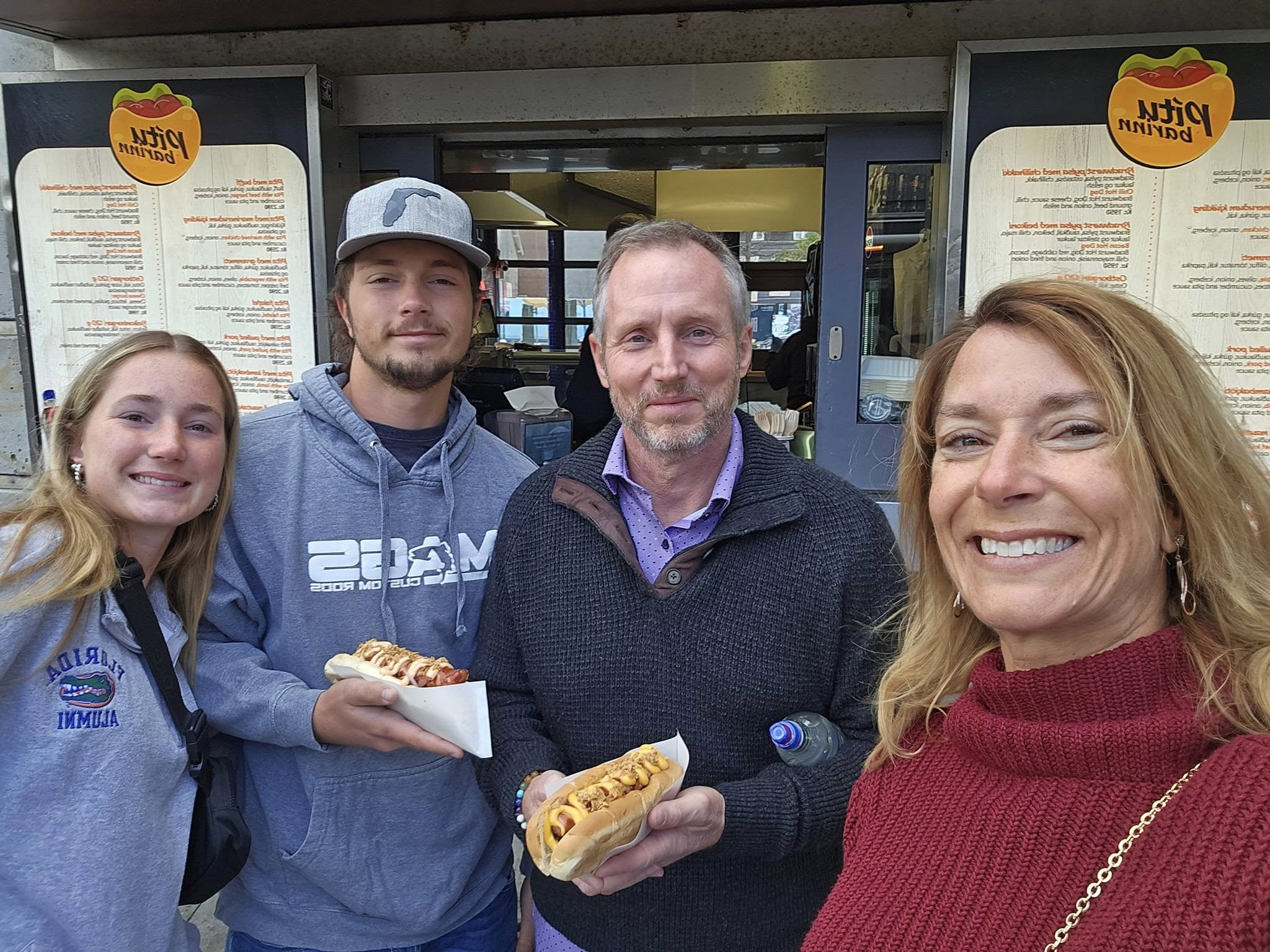 Icelandic hot dog topped with fried onions, raw onions, remoulade, and pylsussinnep mustard, Icelandic hot dog topped with fried onions, raw onions, remoulade, and pylsussinnep mustard,