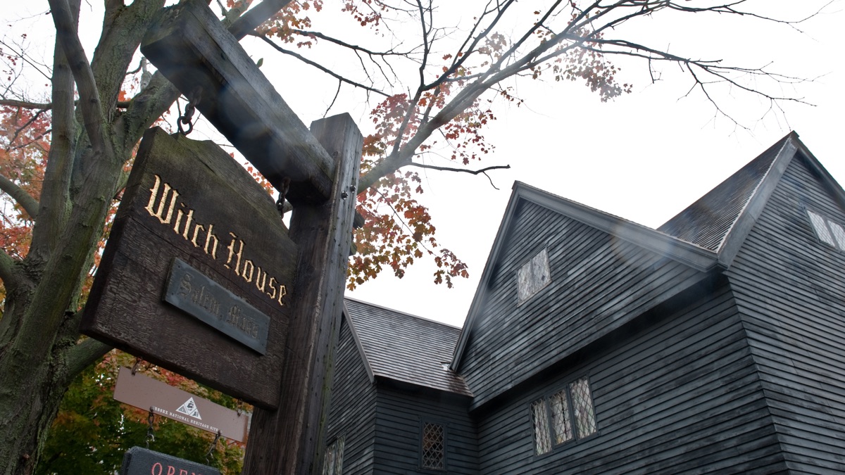 Exterior of The Witch House in Salem, Massachusetts, associated with the infamous witch trials.