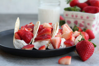 Fresh strawberry cheesecake tacos with a healthier twist