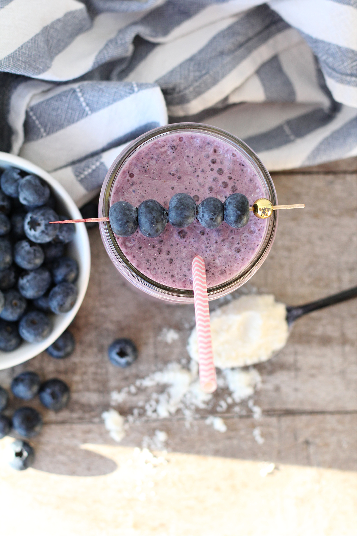 Homemade beet blueberry smoothie for breakfast or snack