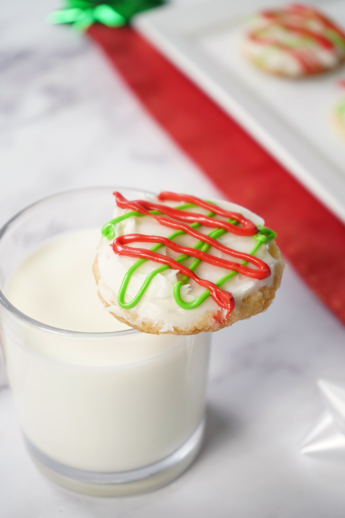 Christmas sugar cookies served with a glass of milk for a classic holiday treat