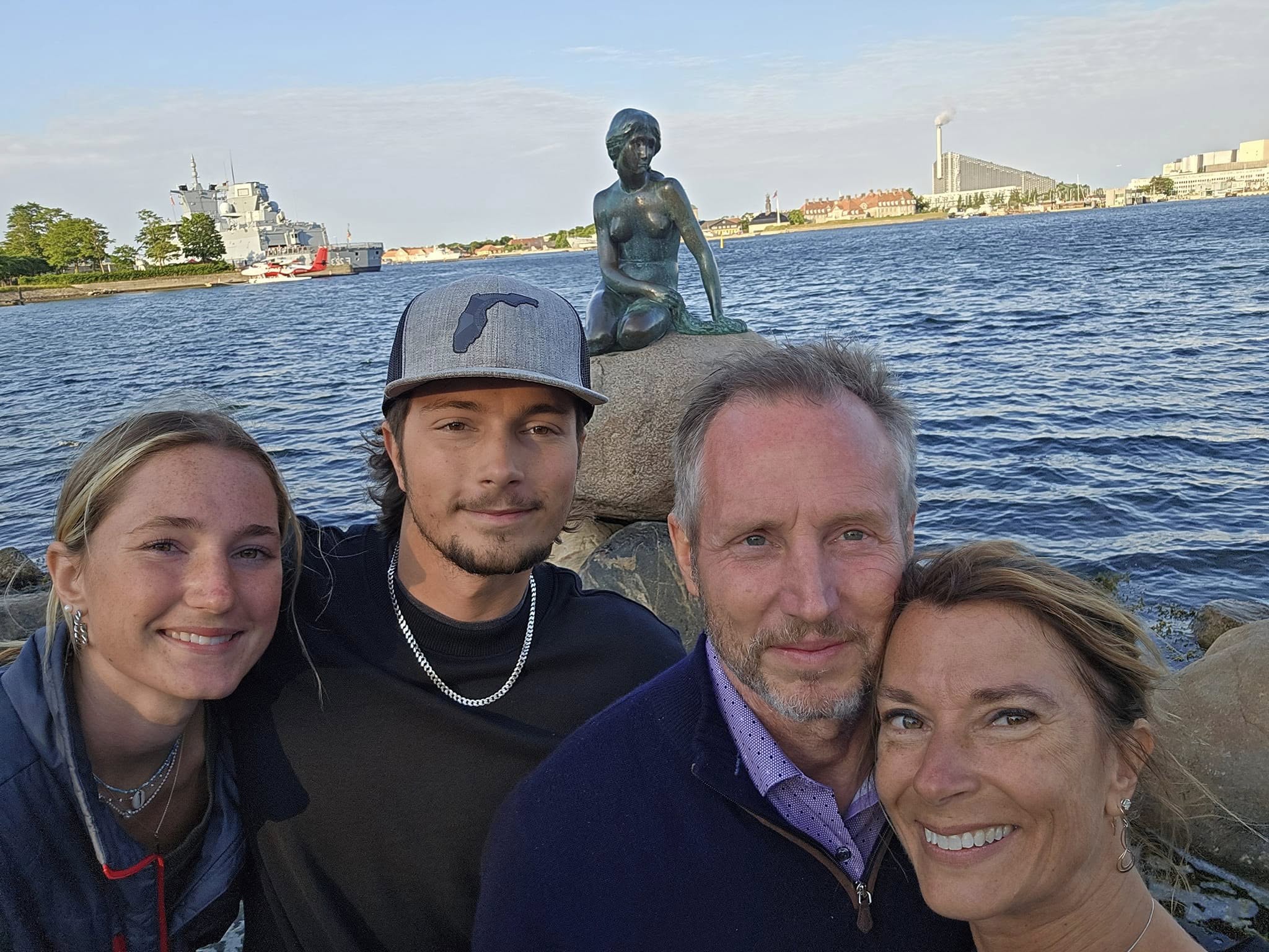 The Little Mermaid statue in Copenhagen along the waterfront